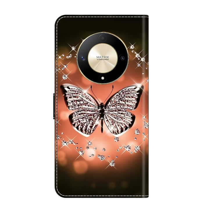 For Honor Magic6 Lite Crystal 3D Shockproof Protective Leather Phone Case(Crystal Butterfly) by buy2fix