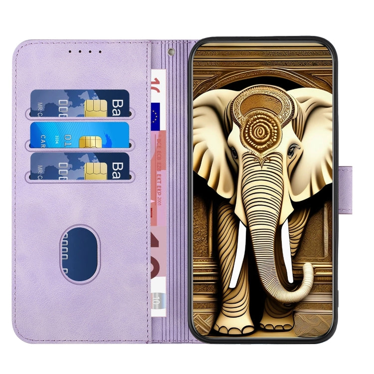 For Google Pixel 9 Pro Elephant Head Embossed Phone Leather Case with Lanyard(Light Purple) by buy2fix