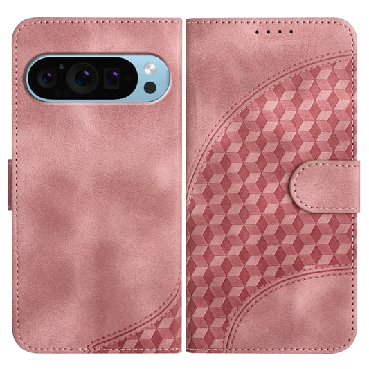 For Google Pixel 9 Pro Elephant Head Embossed Phone Leather Case with Lanyard(Pink) by buy2fix
