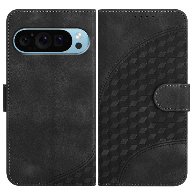For Google Pixel 9 Pro Elephant Head Embossed Phone Leather Case with Lanyard(Black) by buy2fix