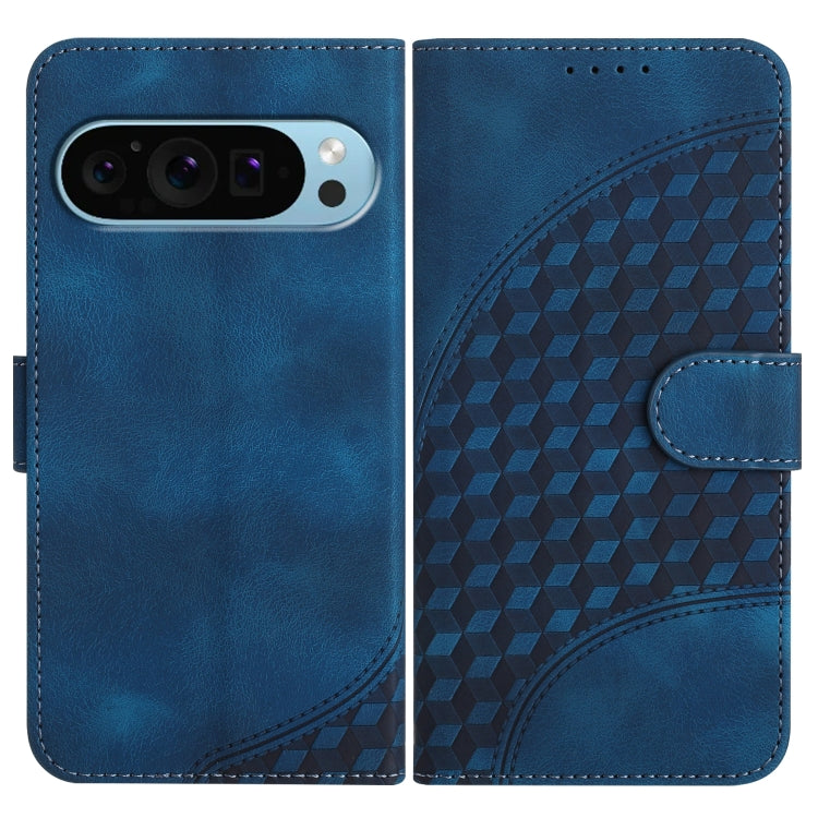 For Google Pixel 9 Pro Elephant Head Embossed Phone Leather Case with Lanyard(Royal Blue) by buy2fix