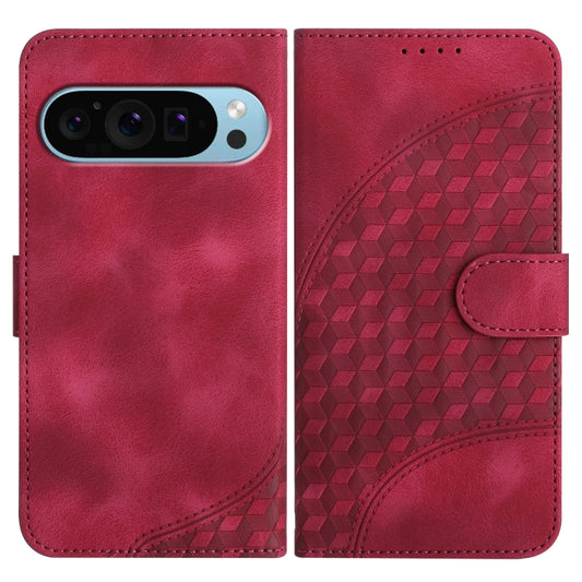 For Google Pixel 9 Elephant Head Embossed Phone Leather Case with Lanyard(Rose Red) by buy2fix