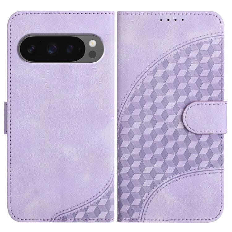 For Google Pixel 10 / Pixel 10 Pro Elephant Head Embossed Phone Leather Case with Lanyard(Light Purple) - Google Cases by buy2fix | Online Shopping UK | buy2fix