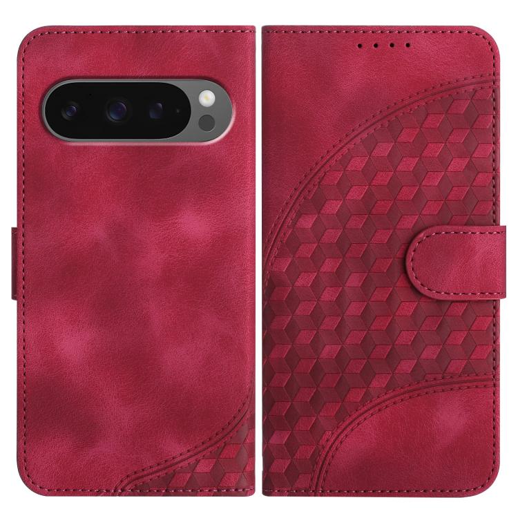 For Google Pixel 10 / Pixel 10 Pro Elephant Head Embossed Phone Leather Case with Lanyard(Rose Red) - Google Cases by buy2fix | Online Shopping UK | buy2fix