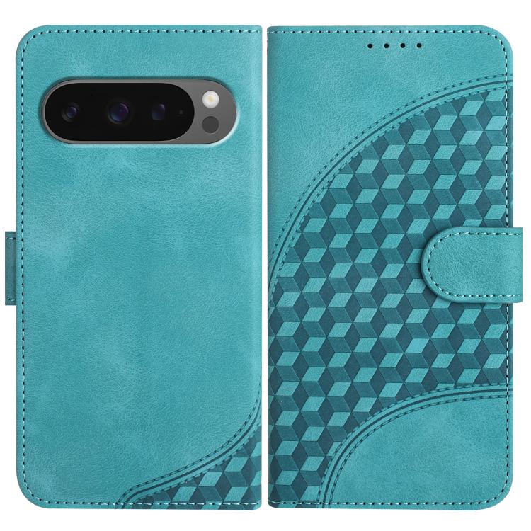For Google Pixel 10 / Pixel 10 Pro Elephant Head Embossed Phone Leather Case with Lanyard(Light Blue) - Google Cases by buy2fix | Online Shopping UK | buy2fix
