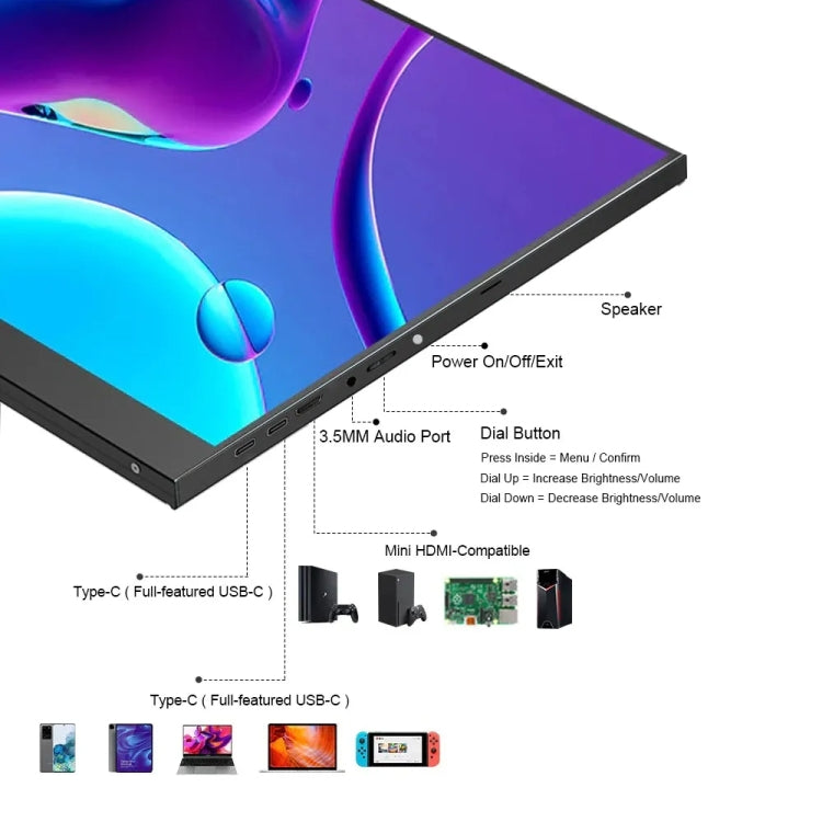 18 inch HDR 2560x1600P IPS Screen Portable Monitor(EU Plug) by buy2fix