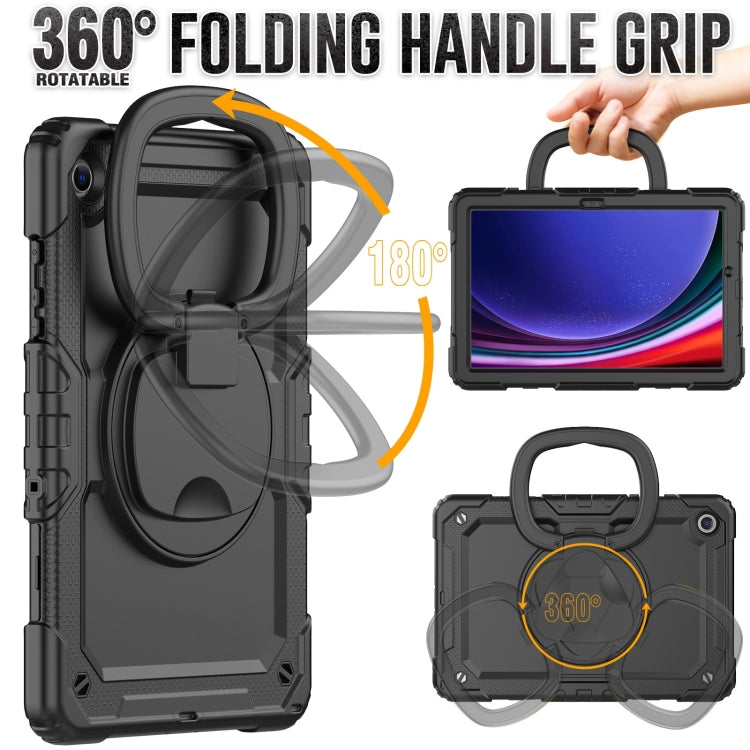 For Samsung Galaxy Tab A9+ Handle Silicone Hydric PC Tablet Case with Shoulder Strap(Black) - Galaxy Tab A9+ by buy2fix | Online Shopping UK | buy2fix