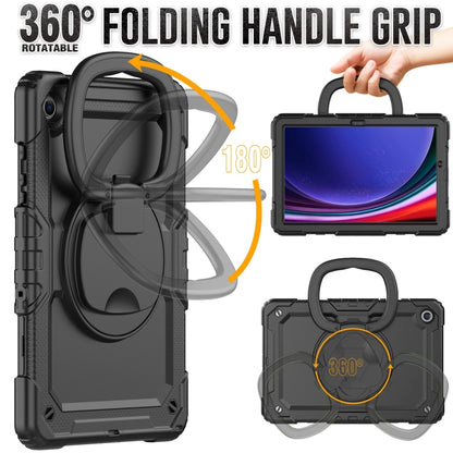 For Samsung Galaxy Tab A9+ Handle Silicone Hydric PC Tablet Case with Shoulder Strap(Black) - Galaxy Tab A9+ by buy2fix | Online Shopping UK | buy2fix