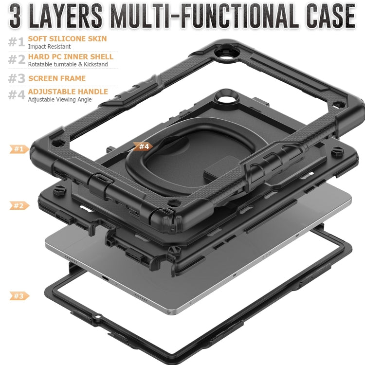 For Samsung Galaxy Tab A9+ Handle Silicone Hydric PC Tablet Case with Shoulder Strap(Black) - Galaxy Tab A9+ by buy2fix | Online Shopping UK | buy2fix