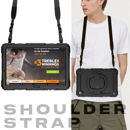 For Samsung Galaxy Tab A9+ Handle Silicone Hydric PC Tablet Case with Shoulder Strap(Black) - Galaxy Tab A9+ by buy2fix | Online Shopping UK | buy2fix