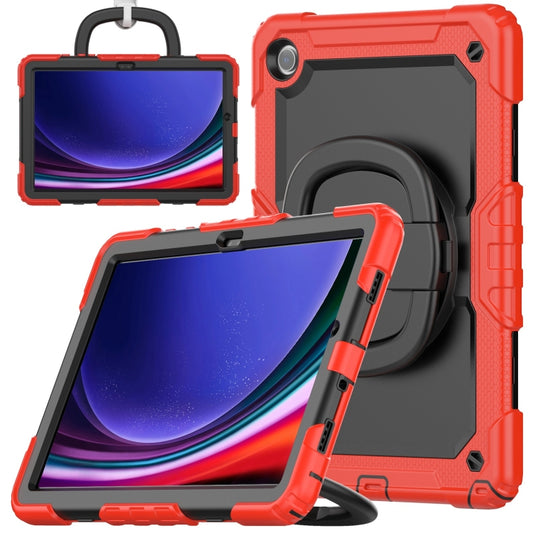 For Samsung Galaxy Tab A9+ Handle Silicone Hydric PC Tablet Case with Shoulder Strap(Red) - Galaxy Tab A9+ by buy2fix | Online Shopping UK | buy2fix