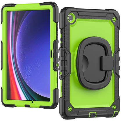 For Samsung Galaxy Tab A9+ Handle Silicone Hydric PC Tablet Case with Shoulder Strap(Yellow Green) - Galaxy Tab A9+ by buy2fix | Online Shopping UK | buy2fix