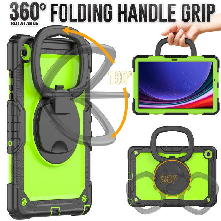 For Samsung Galaxy Tab A9+ Handle Silicone Hydric PC Tablet Case with Shoulder Strap(Yellow Green) - Galaxy Tab A9+ by buy2fix | Online Shopping UK | buy2fix