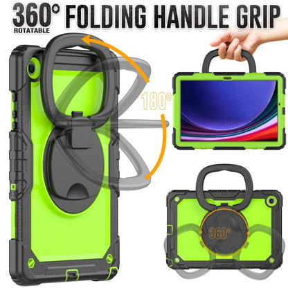 For Samsung Galaxy Tab A9+ Handle Silicone Hydric PC Tablet Case with Shoulder Strap(Yellow Green) - Galaxy Tab A9+ by buy2fix | Online Shopping UK | buy2fix