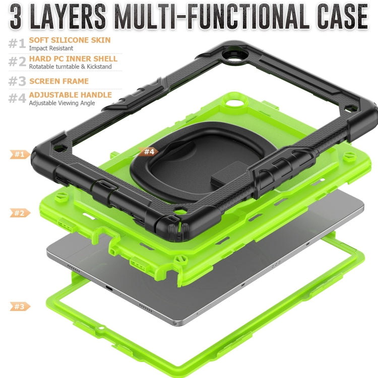 For Samsung Galaxy Tab A9+ Handle Silicone Hydric PC Tablet Case with Shoulder Strap(Yellow Green) - Galaxy Tab A9+ by buy2fix | Online Shopping UK | buy2fix