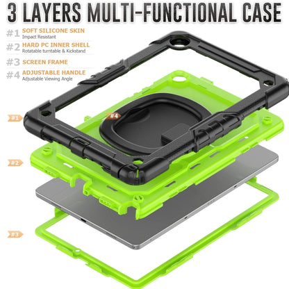 For Samsung Galaxy Tab A9+ Handle Silicone Hydric PC Tablet Case with Shoulder Strap(Yellow Green) - Galaxy Tab A9+ by buy2fix | Online Shopping UK | buy2fix