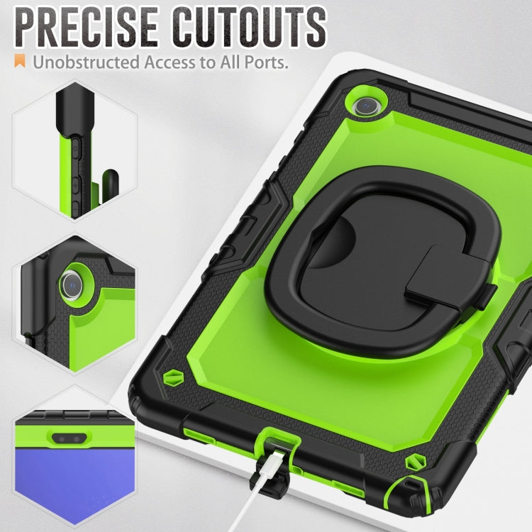 For Samsung Galaxy Tab A9+ Handle Silicone Hydric PC Tablet Case with Shoulder Strap(Yellow Green) - Galaxy Tab A9+ by buy2fix | Online Shopping UK | buy2fix