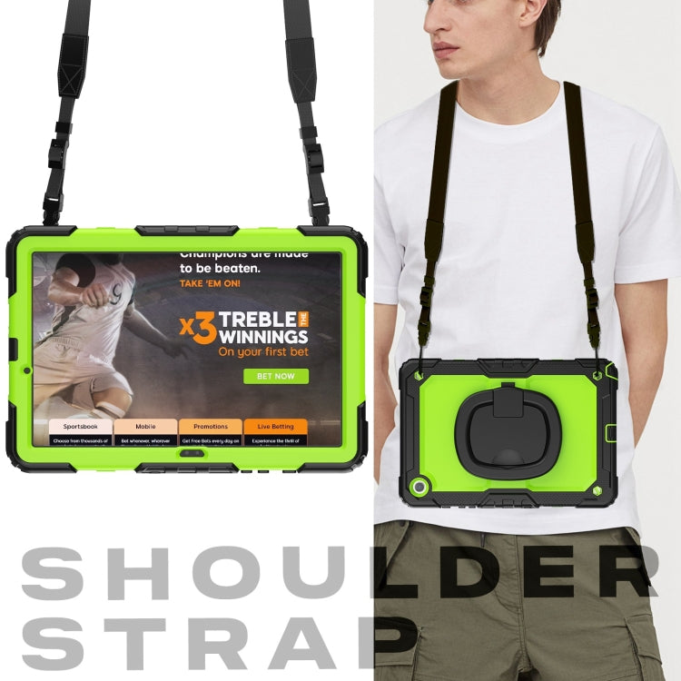 For Samsung Galaxy Tab A9+ Handle Silicone Hydric PC Tablet Case with Shoulder Strap(Yellow Green) - Galaxy Tab A9+ by buy2fix | Online Shopping UK | buy2fix