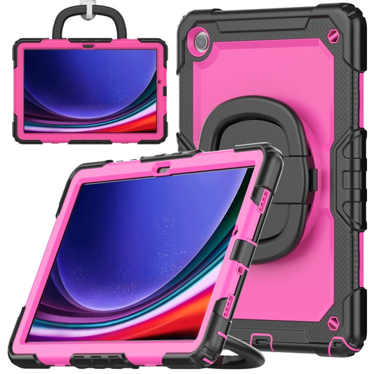 For Samsung Galaxy Tab A9+ Handle Silicone Hydric PC Tablet Case with Shoulder Strap(Rose Red) - Galaxy Tab A9+ by buy2fix | Online Shopping UK | buy2fix