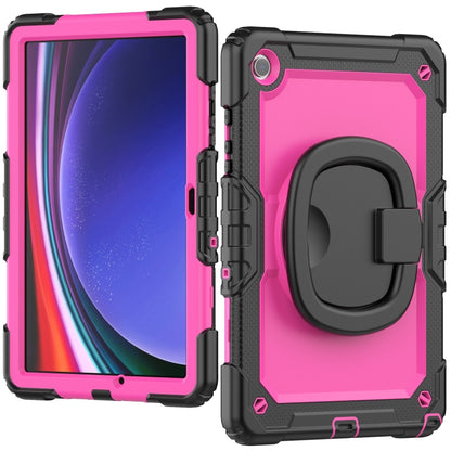For Samsung Galaxy Tab A9+ Handle Silicone Hydric PC Tablet Case with Shoulder Strap(Rose Red) - Galaxy Tab A9+ by buy2fix | Online Shopping UK | buy2fix