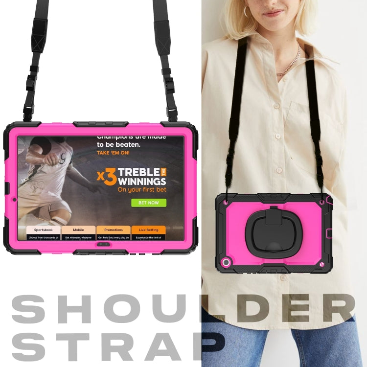 For Samsung Galaxy Tab A9+ Handle Silicone Hydric PC Tablet Case with Shoulder Strap(Rose Red) - Galaxy Tab A9+ by buy2fix | Online Shopping UK | buy2fix