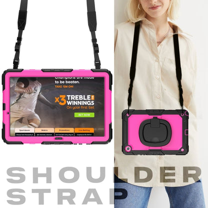 For Samsung Galaxy Tab A9+ Handle Silicone Hydric PC Tablet Case with Shoulder Strap(Rose Red) - Galaxy Tab A9+ by buy2fix | Online Shopping UK | buy2fix