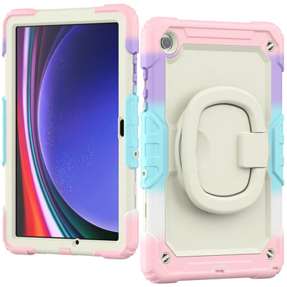 For Samsung Galaxy Tab A9+ Handle Silicone Hydric PC Tablet Case with Shoulder Strap(Colorful Pink) - Galaxy Tab A9+ by buy2fix | Online Shopping UK | buy2fix
