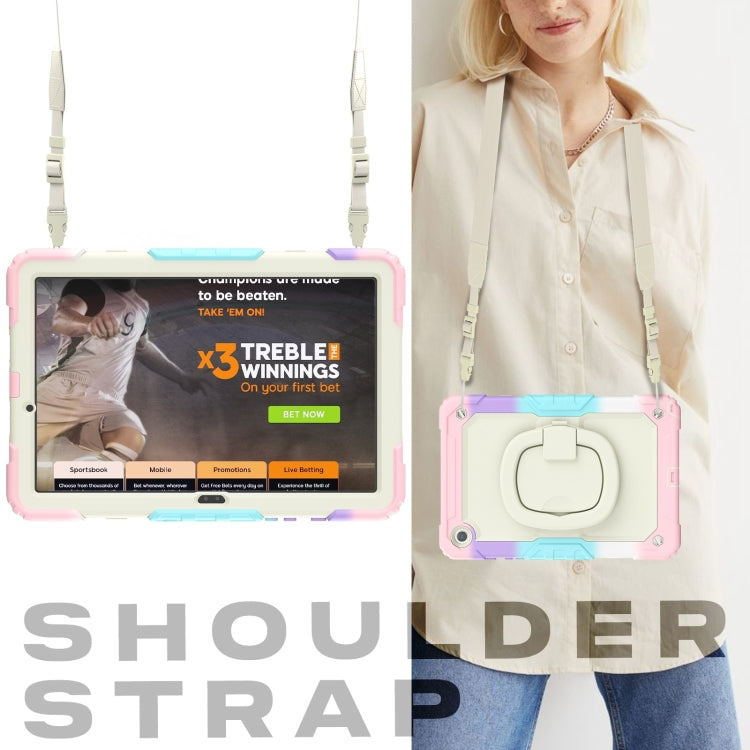 For Samsung Galaxy Tab A9+ Handle Silicone Hydric PC Tablet Case with Shoulder Strap(Colorful Pink) - Galaxy Tab A9+ by buy2fix | Online Shopping UK | buy2fix