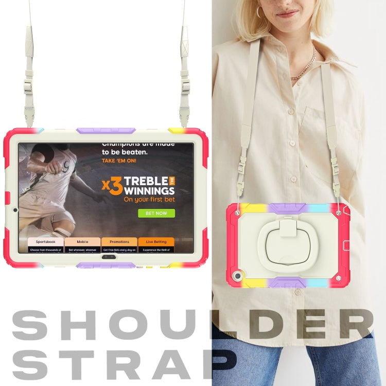 For Samsung Galaxy Tab A9+ Handle Silicone Hydric PC Tablet Case with Shoulder Strap(Colorful Red) - Galaxy Tab A9+ by buy2fix | Online Shopping UK | buy2fix