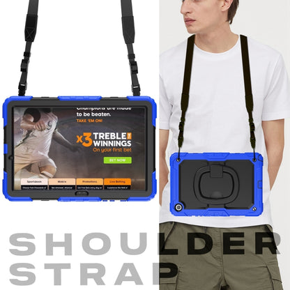 For Samsung Galaxy Tab A9+ Handle Silicone Hydric PC Tablet Case with Shoulder Strap(Dark Blue) - Galaxy Tab A9+ by buy2fix | Online Shopping UK | buy2fix