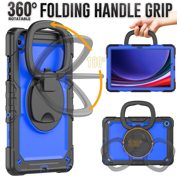 For Samsung Galaxy Tab A9+ Handle Silicone Hydric PC Tablet Case with Shoulder Strap(Dark Blue PC) - Galaxy Tab A9+ by buy2fix | Online Shopping UK | buy2fix