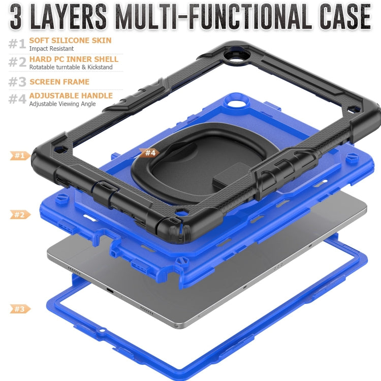 For Samsung Galaxy Tab A9+ Handle Silicone Hydric PC Tablet Case with Shoulder Strap(Dark Blue PC) - Galaxy Tab A9+ by buy2fix | Online Shopping UK | buy2fix