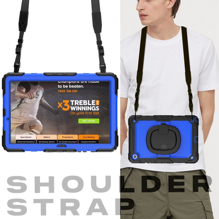 For Samsung Galaxy Tab A9+ Handle Silicone Hydric PC Tablet Case with Shoulder Strap(Dark Blue PC) - Galaxy Tab A9+ by buy2fix | Online Shopping UK | buy2fix