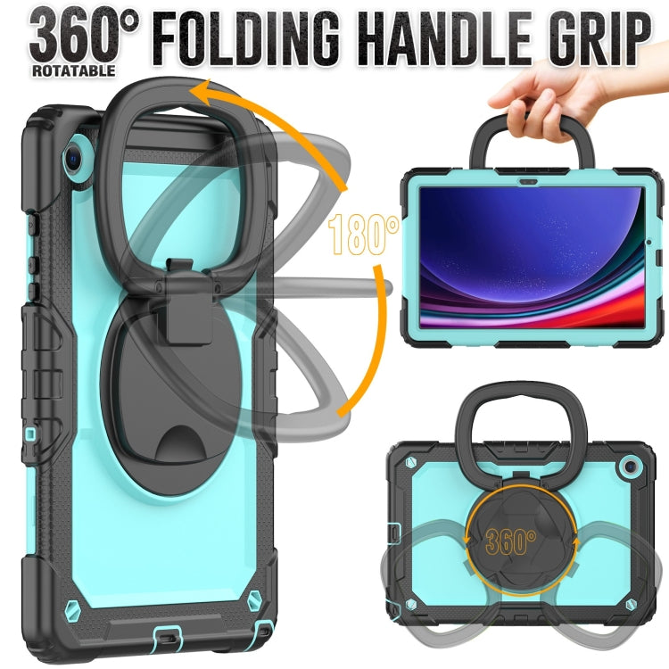 For Samsung Galaxy Tab A9+ Handle Silicone Hydric PC Tablet Case with Shoulder Strap(Light Blue) - Galaxy Tab A9+ by buy2fix | Online Shopping UK | buy2fix