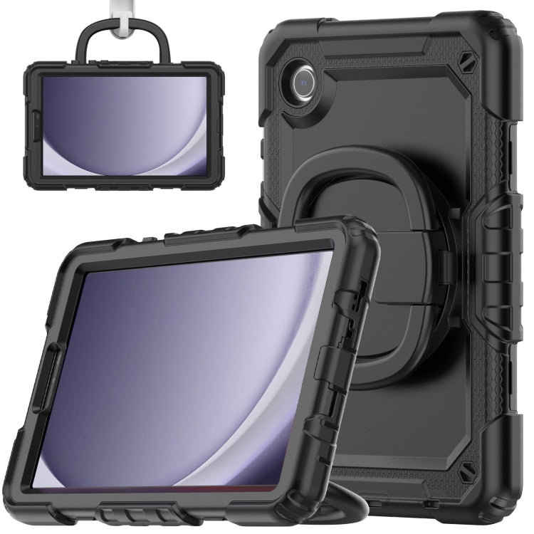 For Samsung Galaxy Tab A9 Handle Silicone Hydric PC Tablet Case with Shoulder Strap(Black) - Galaxy Tab A9 by buy2fix | Online Shopping UK | buy2fix