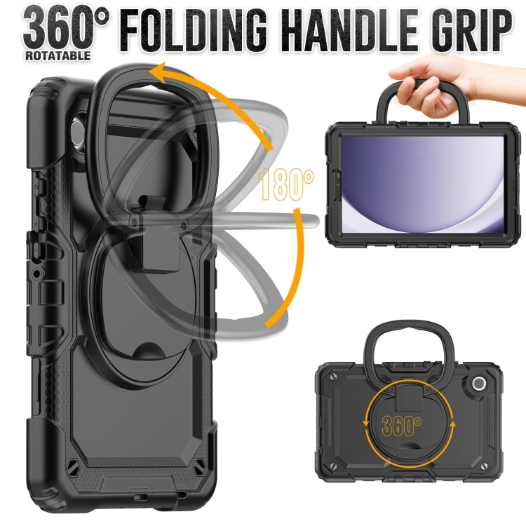 For Samsung Galaxy Tab A9 Handle Silicone Hydric PC Tablet Case with Shoulder Strap(Black) - Galaxy Tab A9 by buy2fix | Online Shopping UK | buy2fix
