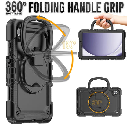 For Samsung Galaxy Tab A9 Handle Silicone Hydric PC Tablet Case with Shoulder Strap(Black) - Galaxy Tab A9 by buy2fix | Online Shopping UK | buy2fix