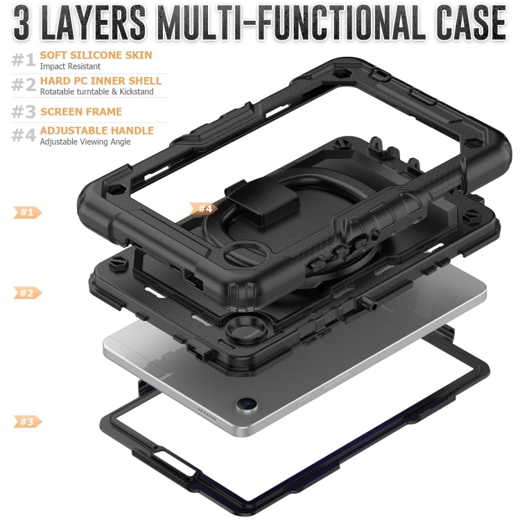 For Samsung Galaxy Tab A9 Handle Silicone Hydric PC Tablet Case with Shoulder Strap(Black) - Galaxy Tab A9 by buy2fix | Online Shopping UK | buy2fix