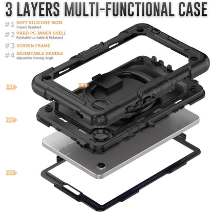 For Samsung Galaxy Tab A9 Handle Silicone Hydric PC Tablet Case with Shoulder Strap(Black) - Galaxy Tab A9 by buy2fix | Online Shopping UK | buy2fix