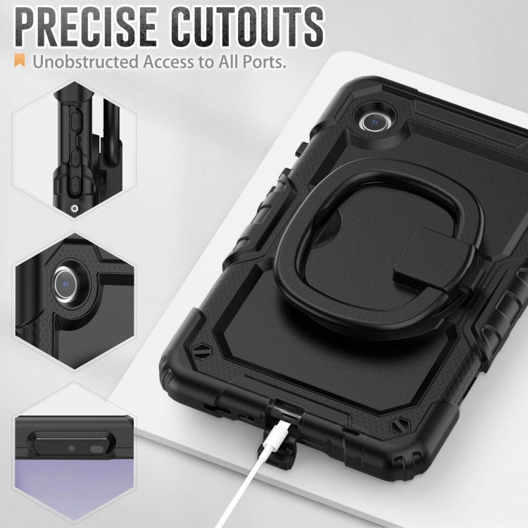 For Samsung Galaxy Tab A9 Handle Silicone Hydric PC Tablet Case with Shoulder Strap(Black) - Galaxy Tab A9 by buy2fix | Online Shopping UK | buy2fix