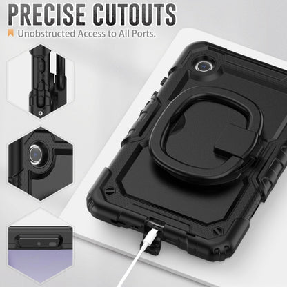 For Samsung Galaxy Tab A9 Handle Silicone Hydric PC Tablet Case with Shoulder Strap(Black) - Galaxy Tab A9 by buy2fix | Online Shopping UK | buy2fix