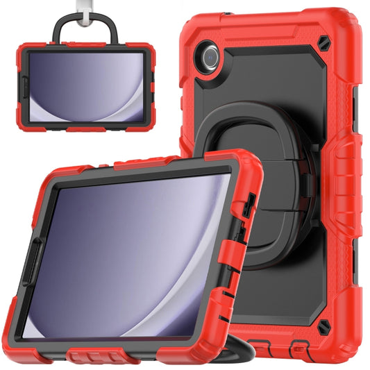 For Samsung Galaxy Tab A9 Handle Silicone Hydric PC Tablet Case with Shoulder Strap(Red) - Galaxy Tab A9 by buy2fix | Online Shopping UK | buy2fix