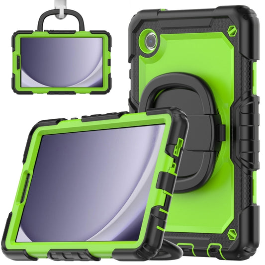For Samsung Galaxy Tab A9 Handle Silicone Hydric PC Tablet Case with Shoulder Strap(Yellow Green) - Galaxy Tab A9 by buy2fix | Online Shopping UK | buy2fix