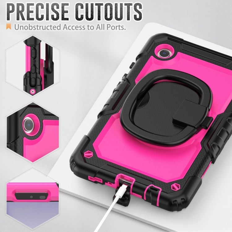 For Samsung Galaxy Tab A9 Handle Silicone Hydric PC Tablet Case with Shoulder Strap(Rose Red) - Galaxy Tab A9 by buy2fix | Online Shopping UK | buy2fix