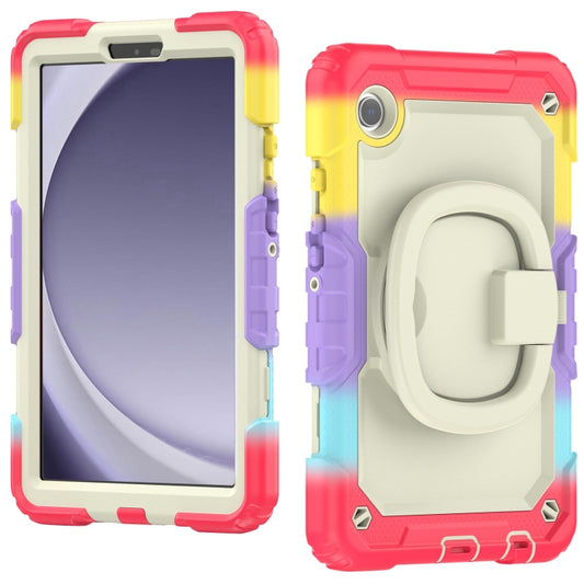 For Samsung Galaxy Tab A9 Handle Silicone Hydric PC Tablet Case with Shoulder Strap(Colorful Red) - Galaxy Tab A9 by buy2fix | Online Shopping UK | buy2fix