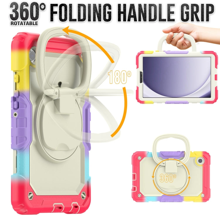 For Samsung Galaxy Tab A9 Handle Silicone Hydric PC Tablet Case with Shoulder Strap(Colorful Red) - Galaxy Tab A9 by buy2fix | Online Shopping UK | buy2fix