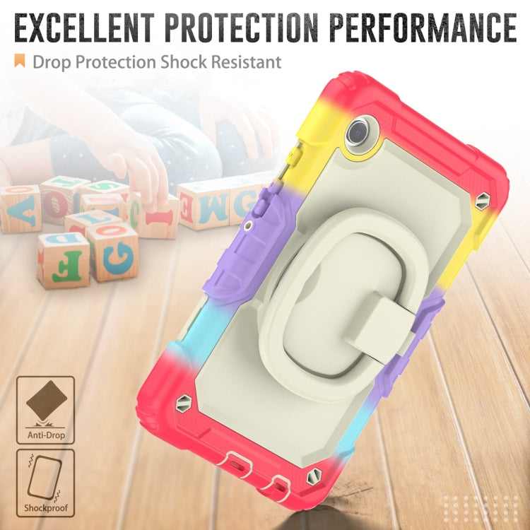 For Samsung Galaxy Tab A9 Handle Silicone Hydric PC Tablet Case with Shoulder Strap(Colorful Red) - Galaxy Tab A9 by buy2fix | Online Shopping UK | buy2fix