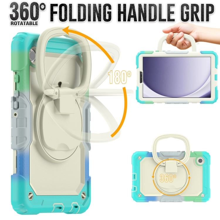 For Samsung Galaxy Tab A9 Handle Silicone Hydric PC Tablet Case with Shoulder Strap(Colorful Blue) - Galaxy Tab A9 by buy2fix | Online Shopping UK | buy2fix