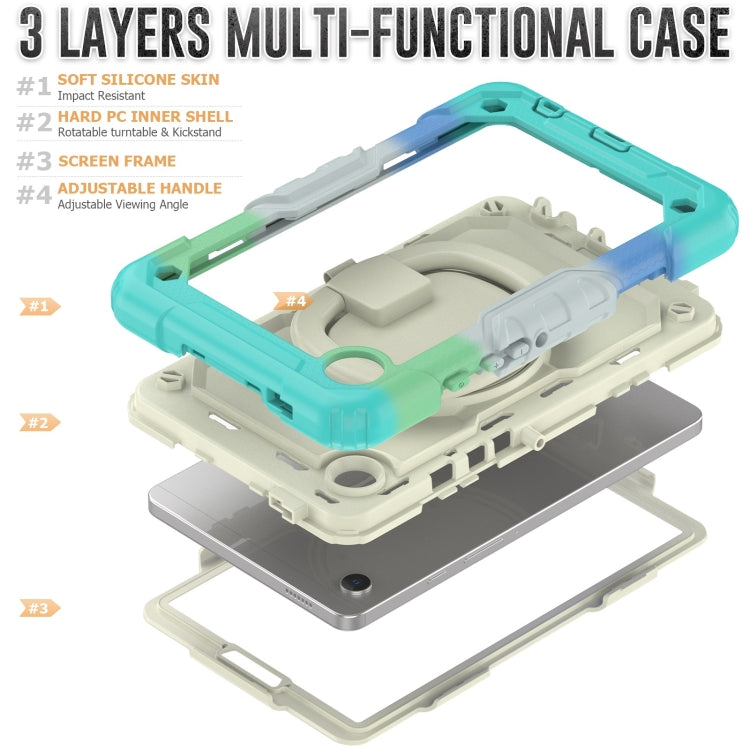 For Samsung Galaxy Tab A9 Handle Silicone Hydric PC Tablet Case with Shoulder Strap(Colorful Blue) - Galaxy Tab A9 by buy2fix | Online Shopping UK | buy2fix