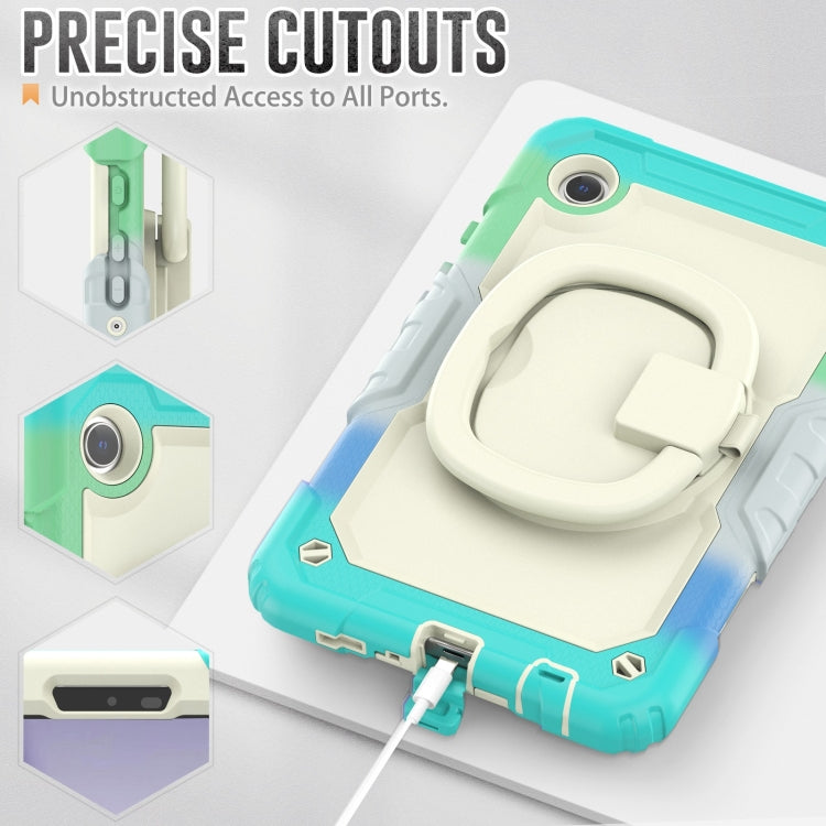 For Samsung Galaxy Tab A9 Handle Silicone Hydric PC Tablet Case with Shoulder Strap(Colorful Blue) - Galaxy Tab A9 by buy2fix | Online Shopping UK | buy2fix